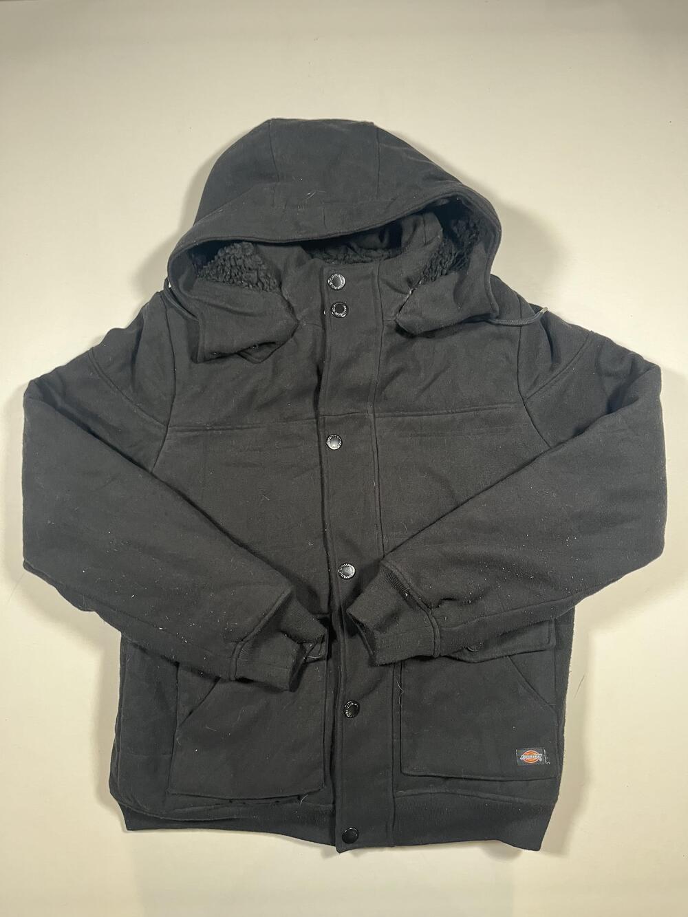 Dickies Jacket Mens Large Black Hooded Sherpa Lined Bomber Workwear Insulated
